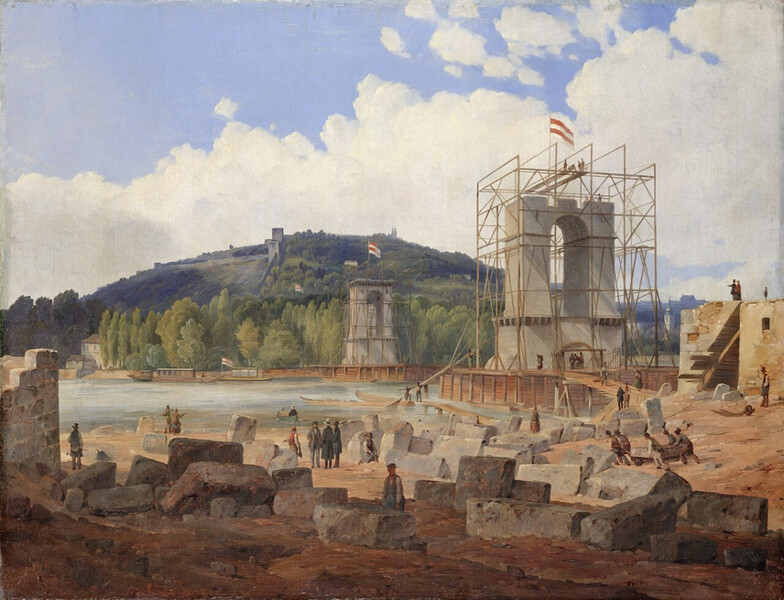 Karl Würbs -Stavba řetězového mostu přes Vltavu v Praze (1840) | © Národní technické muzeum Karl Würbs -Stavba řetězového mostu přes Vltavu v Praze (1840) | © Národní technické muzeum